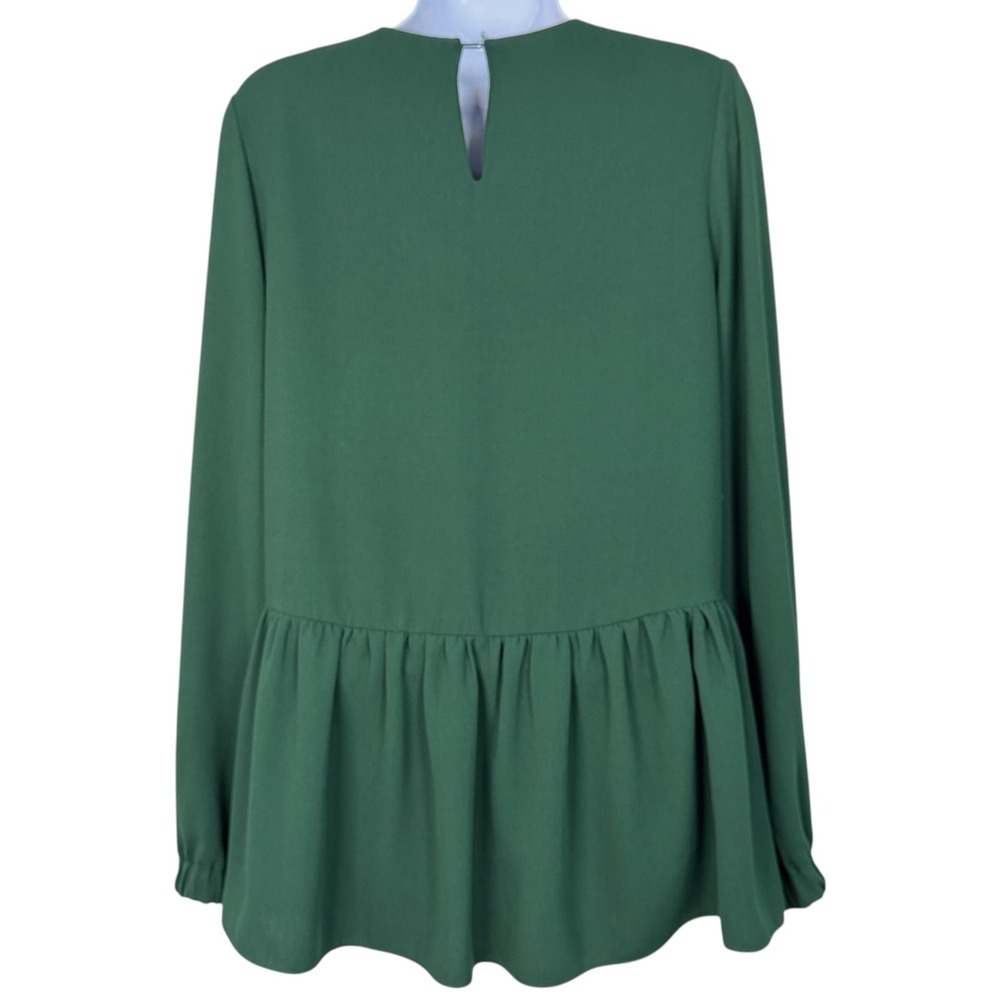 Pomander Place Peplum Top Sz M Hunter Green Cottage Dark Academia Romantic - Picture 4 of 8